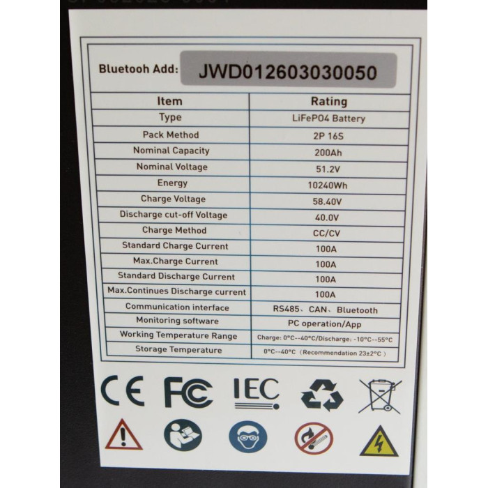 Літієва акумуляторна батарея VOLT POWER LiFePO4 LFP-W51.2-200Ah 10.24kWh