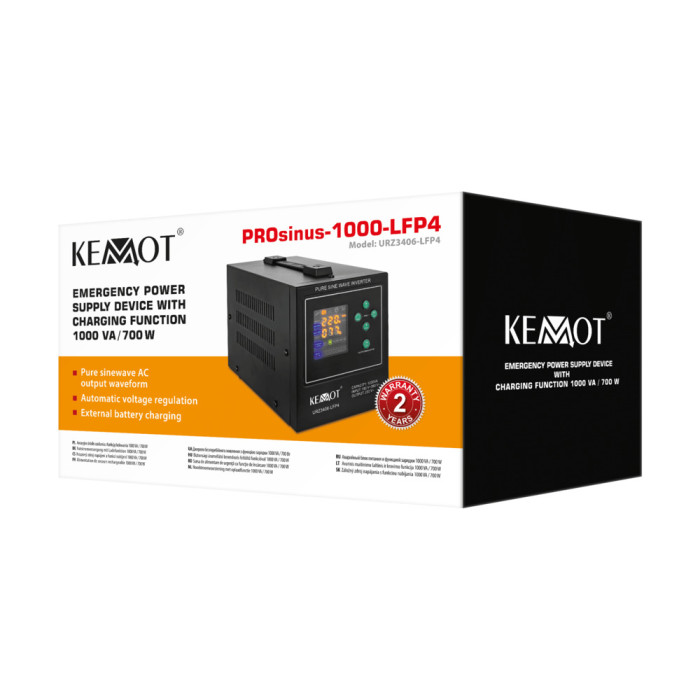 Джерело аварійного живлення KEMOT PROsinus-1000-LFP4 (LIFEP04) 12V-230V 1000VA/700W