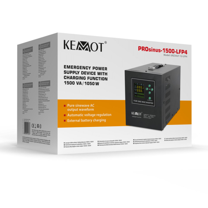 Джерело безперебійного живлення KEMOT PROsinus-1500-LFP4 (LIFEP04) 12V-230V 1500VA/1050W (URZ3427-12-LFP4)